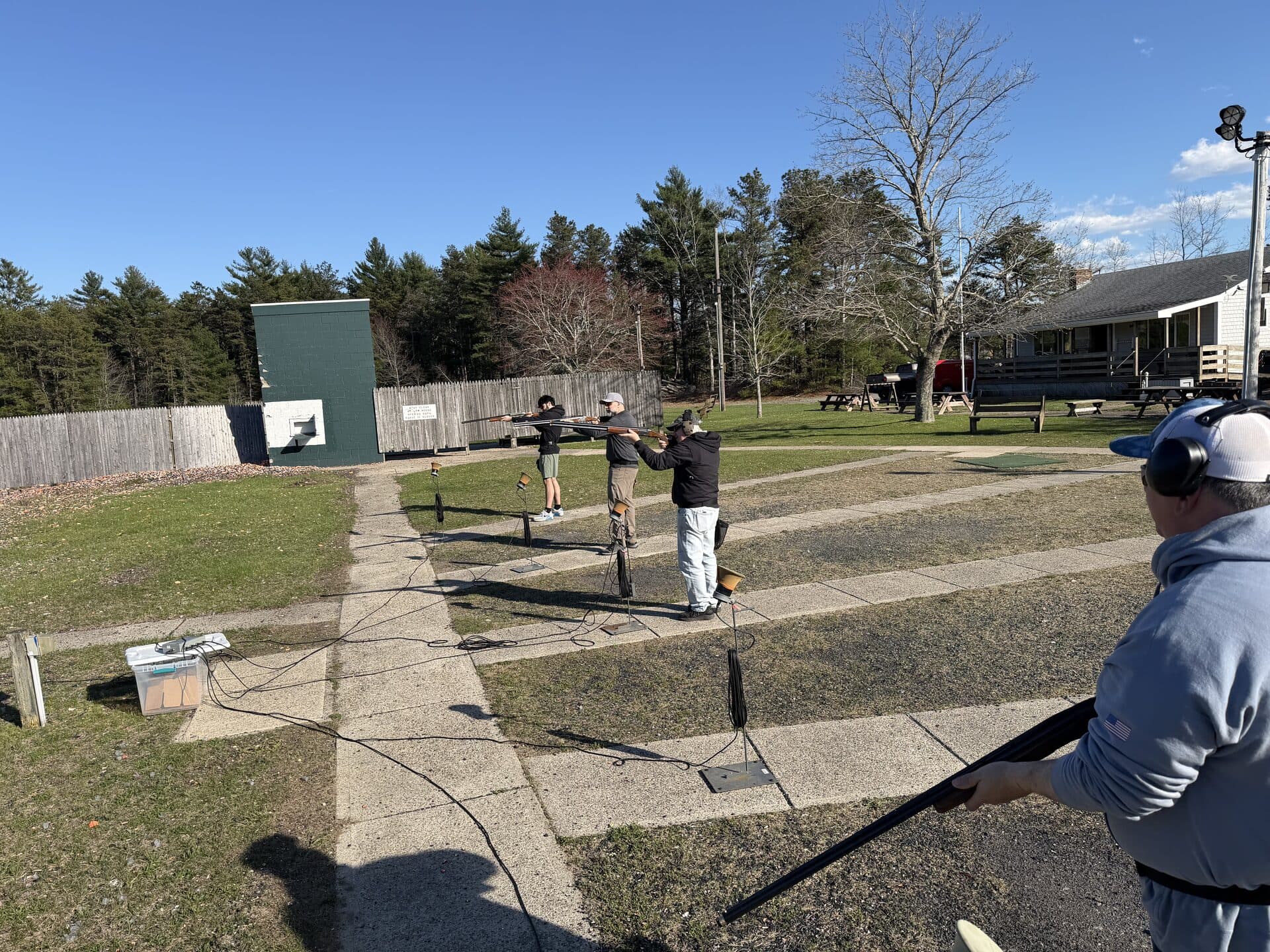 Trap shooters lining up