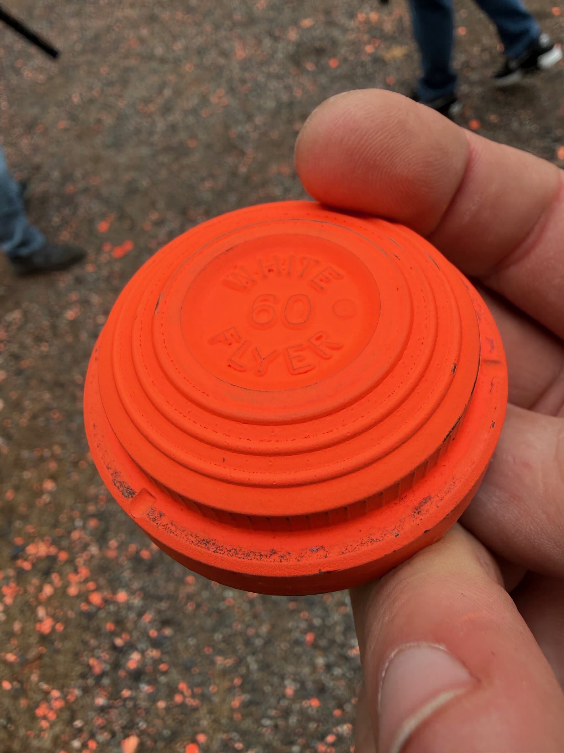 White Flyer 60 clay target close-up